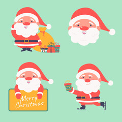 Character set Santa Claus. Christmas. Vector illustration