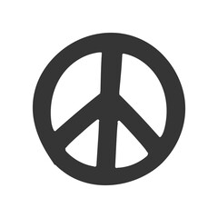 Peace Icon Silhouette Illustration. Hippie Vector Graphic Pictogram Symbol Clip Art. Doodle Sketch Black Sign.