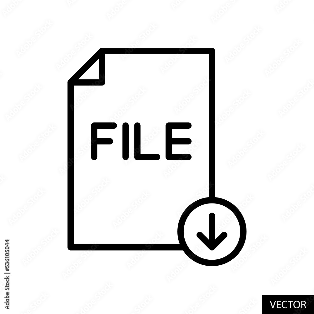 Poster download file button vector icon in line style design for website, app, ui, isolated on white backgr