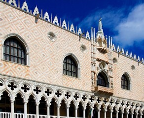 Detail of the facade of the Palazzo Ducale, Doge's Palace. Venice. Italy.