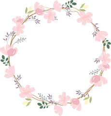 Obraz na płótnie Canvas beautiful pink sakura or cheery blossom flower wreath frame