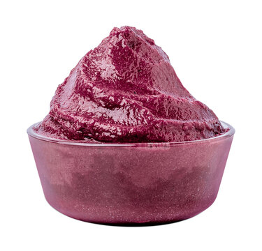Brazilian Acai Into a Bowl isolated on tranparent background