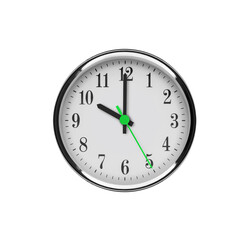 White wall clock isolated on white background. Ten o'clock in the afternoon or night.