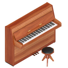 3d rendering illustration of an open vertical piano