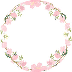 Fototapeta na wymiar pink sakura or cherry blossom flower wreath frame sticker