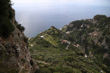 Fototapeta na wymiar View of the Amalfi Coast from Villa Cimbrone, Italy