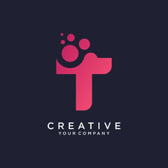 Letter T logo With Dot vector graphic alphabet symbol.