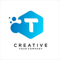 Letter T logo With Dot vector graphic alphabet symbol.