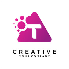 Letter T logo With Dot vector graphic alphabet symbol.