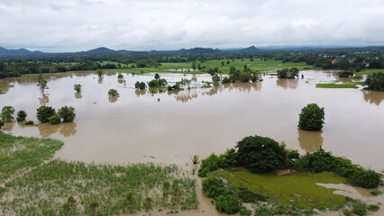 aerial view of flooded land