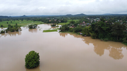 Fototapeta premium aerial view of flooded land