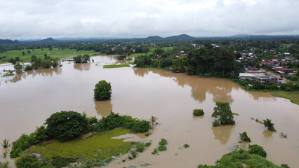 aerial view of flooded land