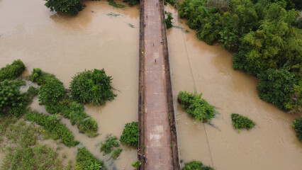 aerial view of flooded land