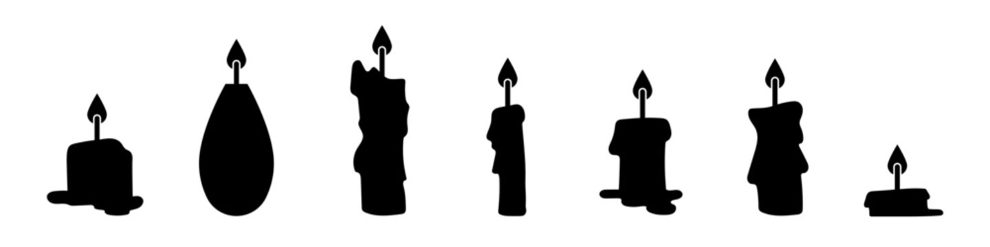 Conjunto de iconos de vela. Ilustración vectorial
