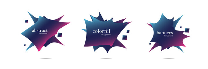 Abstract colorful blobs set.Set of isolated abstract aqua spot with gradient or dynamic color.Abstract liquid shape. Fluid design. Isolated gradient waves with geometric lines,Vector illustration.