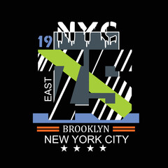 BROOKLYN stock vector illustration,T-shirt typography design graphic,hand drawn shirt print