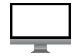 Modern computer in front isolated on a white background.