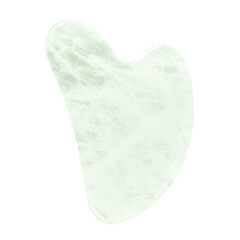 Green Gua Sha scraper, massage tool isolated on transparent background.