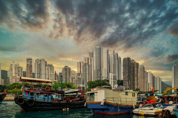 Fishing village in Aberdeen, Hong Kong