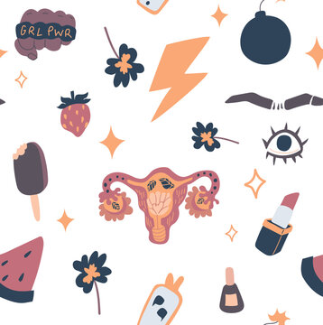 Girl power seamless pattern.