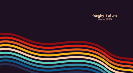 Abstract 1970's background design in futuristic retro style with colorful lines. Vector illustration.