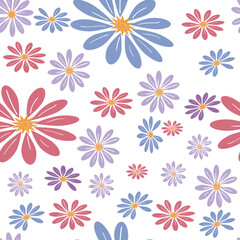 Repeating floral vector pattern.Hand drawn flowers seamless.