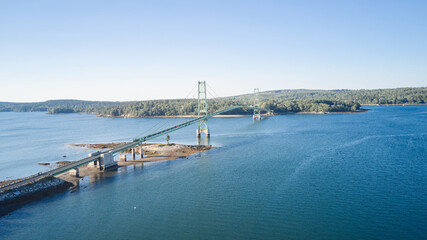 Fototapeta na wymiar Aerial Drone view of Deer Isle Bridge Maine