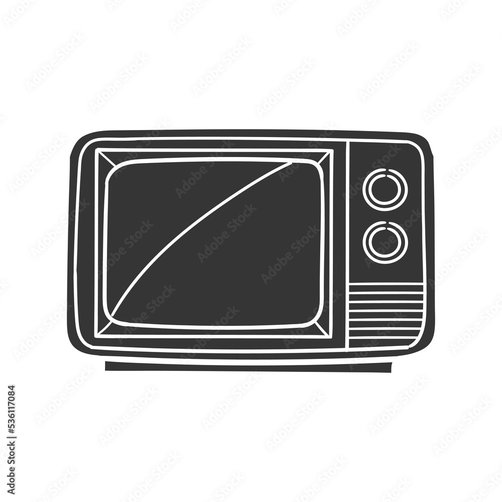 Wall mural Television Icon Silhouette Illustration. Microwave Vector Graphic Pictogram Symbol Clip Art. Doodle Sketch Black Sign.