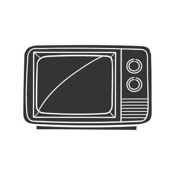 Television Icon Silhouette Illustration. Microwave Vector Graphic Pictogram Symbol Clip Art. Doodle Sketch Black Sign.