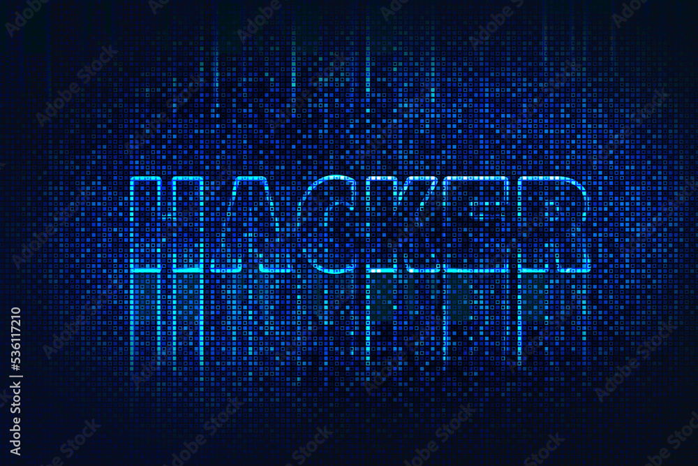 Poster digital illustration background of hacker word - concept of internet security