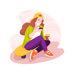 Waiting for friends isolated cartoon vector illustration.