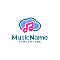 Music Cloud Logo Vector Icon Illustration. Music logo design template