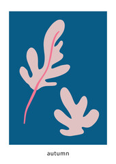 Abstract hand painted autumn Matisse inspired modern premade posters. Abstract simple leaves and branches illustrations. Banner, posters, social media template