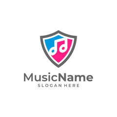 Shield Music Logo Vector Icon Illustration. Music logo design template