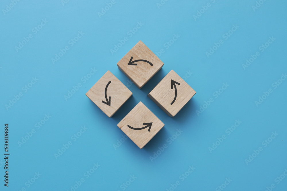 Poster arrows moving in a circle. a symbol of movement in a circle in life