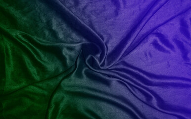Two colour shade of silk fabric closeup view of background