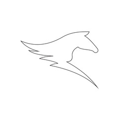 Obraz premium Horse Continuous Line Drawing. Head of Horse Abstract Line Art Drawing. Raster copy 