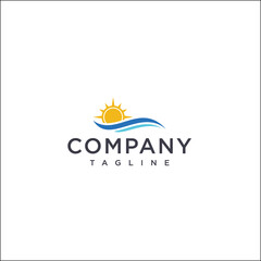 sun and sea business logo design 