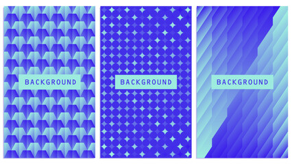 Set of two colored geometric backgrounds. Abstract polygonal composition. Soft muted colors. Template, banner, booklet, poster.