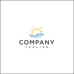 sun and sea business logo design 