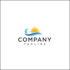 sun and sea business logo design 