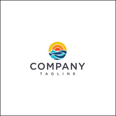 sun and sea business logo design 