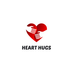 Red heart hugs logo vector