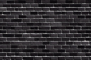 Brick wall of black color, wallpaper made of brick. 3d illustration.