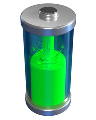 Green Battery technology 3D visualization, energy storage transparent png