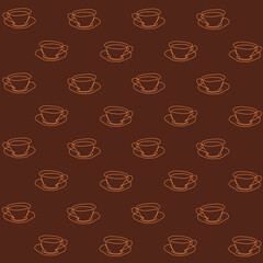 Obraz premium Seamless pattern background with repeating cup of coffee illustration.Trendy and simple vector illustration for printed fabric, fashion, cover, design, wallpaper, layout, background.