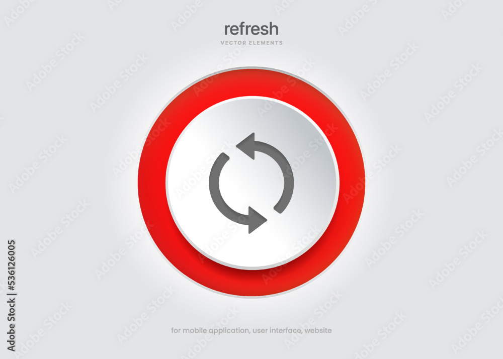 Poster 3d minimal modern sync, rotate, swap, repeat, reset, sustainability, refresh icon emblem symbol push button. 3d blue synchronize icon. Reload, update icon. Mobile app icons. Device UI UX mockup.