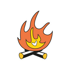 Fire. Sticker bonfire. Rest. Tourism.