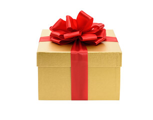 Golden gift box isolated