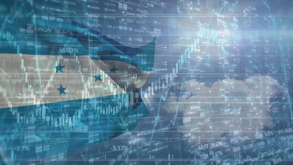 Animation of data processing over flag of honduras - Powered by Adobe